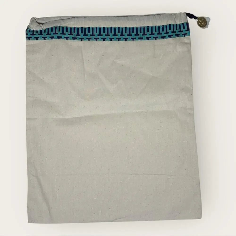 Tory Burch | Dust Bag with Blue Embroidery and Logo Charm | 15